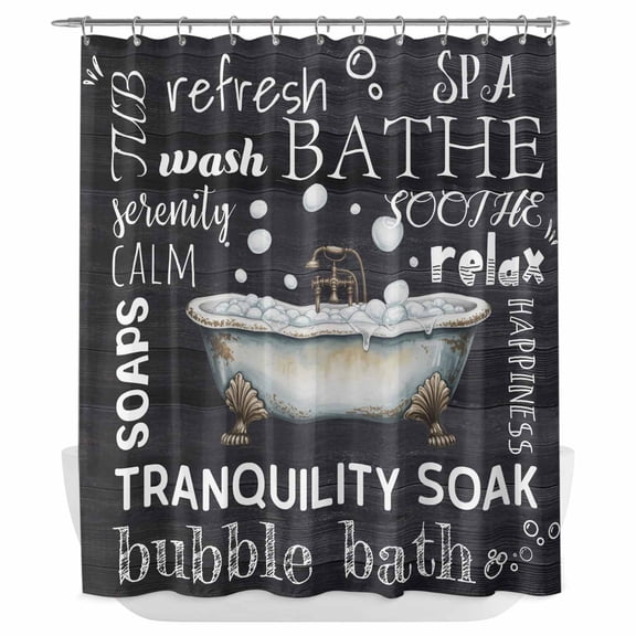Xipuska Black Vintage Art Shower Curtain - Water Repellent Fabric Shower Curtains Washable, White Bathtub Retro Art Decorative Polyester Cloth Bathroom Curtains Modern Bath Decor 66"x72"