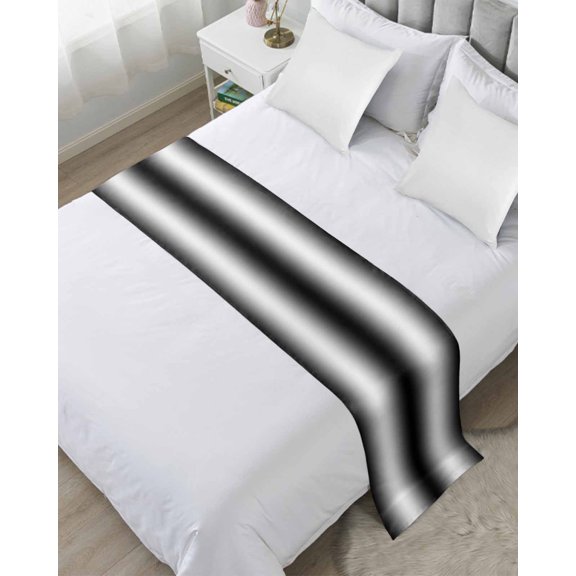 Xipuska Black White Bed Runners for Twin Size Bed, Decorative Bed Throws for Foot of Bed, Gradient Gray Monochrome Minimalist Stripe Bed Runner Sofa Throw Bedding Scarf Slipcover for Bedroom
