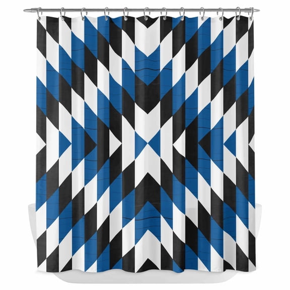 Xipuska Blue Aztec Shower Curtain - Water Repellent Fabric Shower Curtains Washable, Black White Southwest Vintage Abstract Geometric Decorative Cloth Bathroom Curtains Modern Bath Decor 72"x72"