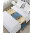 thumbnail image 1 of Xipuska Blue Beige Plank Bed Runners for Cal King Size Bed, Decorative Bed Throws for Foot of Bed, Vintage Shabby Wooden Grain Bed Runner Sofa Throw Bedding Scarf Protector Slipcover/Hotel, 1 of 6