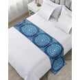 thumbnail image 1 of Xipuska Blue Boho Flowers Bed Runners for Queen Size Bed, Decorative Bed Throws for Foot of Bed, Ethnic Farmhouse Abstract Floral Art Bed Runner Sofa Throw Bedding Scarf Slipcover for Bedroom, 1 of 6