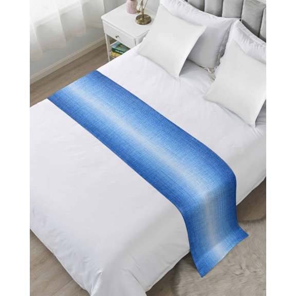 Xipuska Blue Gradient Bed Runners for Cal King Size Bed, Decorative Bed Throws for Foot of Bed, Modern Minimalism Ombre Abstract Art Bed Runner Sofa Throw Bedding Scarf Slipcover for Bedroom