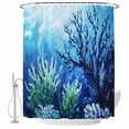 thumbnail image 1 of Xipuska Blue Green Coral Shower Curtain - Water Repellent Fabric Shower Curtains Washable, Summer Watercolor Ocean Plant Decorative Polyester Cloth Bathroom Curtains Modern Bath Decor 36"x72", 1 of 6