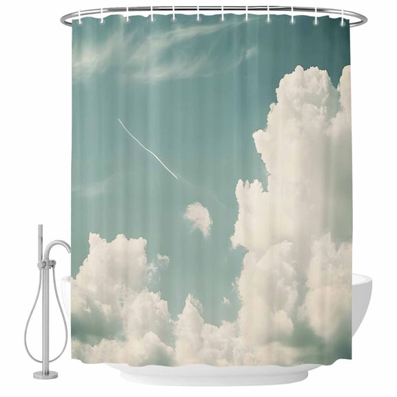 Xipuska Blue Grey Cloudy Sky Shower Curtain - Water Repellent Fabric Shower Curtains Washable, Rustic Clouds Scenery Decorative Polyester Cloth Bathroom Curtains Modern Bath Decor 36"x72"
