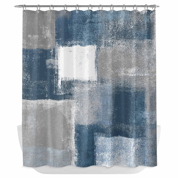 Xipuska Blue Grey Ombre Shower Curtain - Water Repellent Fabric Shower Curtains Washable, Abstract Vintage Oil Painting Gradient Decorative Polyester Cloth Bathroom Curtains Modern Bath Decor 66"x72"