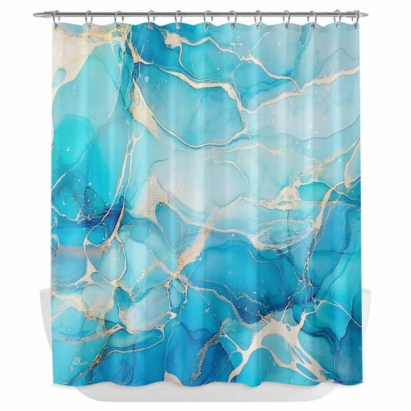 Xipuska Blue Marble Shower Curtain - Water Repellent Fabric Shower Curtains Washable, Modern Abstract Art Luxury Decorative Polyester Cloth Bathroom Curtains Modern Bath Decor 66"x72"