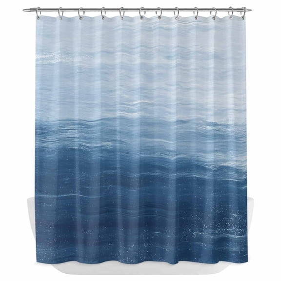 Xipuska Blue Ombre Shower Curtain - Water Repellent Fabric Shower Curtains Washable, Modern Abstract Art Ocean Oil Painting Decorative Polyester Cloth Bathroom Curtains Modern Bath Decor 72"x72"