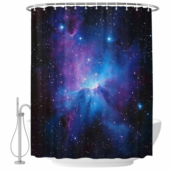 Xipuska Blue Purple Clouds Shower Curtain - Water Repellent Fabric Shower Curtains Washable, Modern Abstract Stars Sky Decorative Polyester Cloth Bathroom Curtains Modern Bath Decor 36"x72"