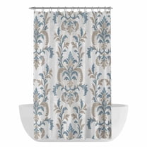 Xipuska Blue Tan Flower Shower Curtain - Water Repellent Fabric Shower Curtains Washable, Abstract Vintage Ethnic Tribal Boho Decorative Polyester Cloth Bathroom Curtains Modern Bath Decor 36"x72"