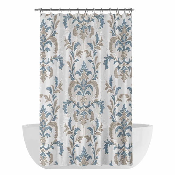 Xipuska Blue Tan Flower Shower Curtain - Water Repellent Fabric Shower Curtains Washable, Abstract Vintage Ethnic Tribal Boho Decorative Polyester Cloth Bathroom Curtains Modern Bath Decor 36"x72"