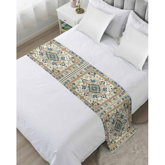 Xipuska Boho Chic Bed Runners for Twin Size Bed, Decorative Bed Throws for Foot of Bed, Traditional Classic Geometric Farmhouse Bed Runner Sofa Throw Bedding Scarf Protector Slipcover for Bedroom