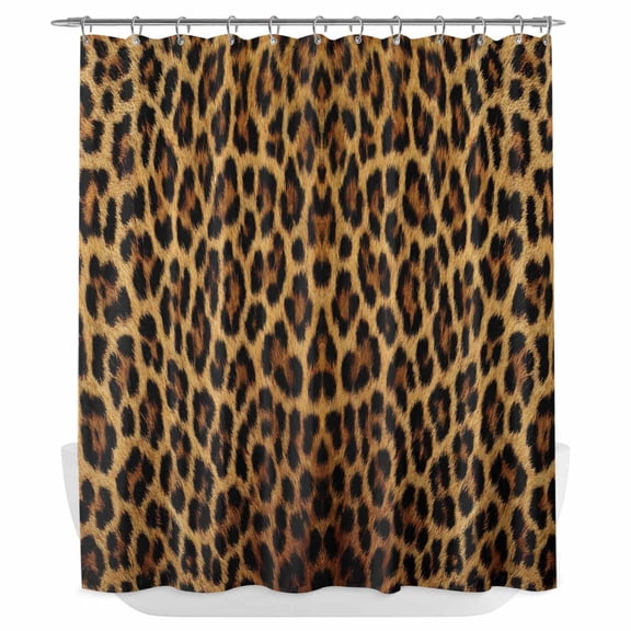 Xipuska Brown Leopard Print Shower Curtain - Water Repellent Fabric Shower Curtains Washable, Classic Abstract Animal Patterned Decorative Polyester Cloth Bathroom Curtains Modern Bath Decor 72"x72"