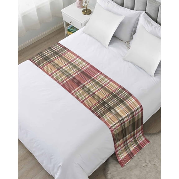 Xipuska Buffalo Plaid Bed Runners for Queen Size Bed, Decorative Bed Throws for Foot of Bed, Modern Farmhouse Colorful Checkered Bed Runner Sofa Throw Bedding Scarf Protector Slipcover for Bedroom