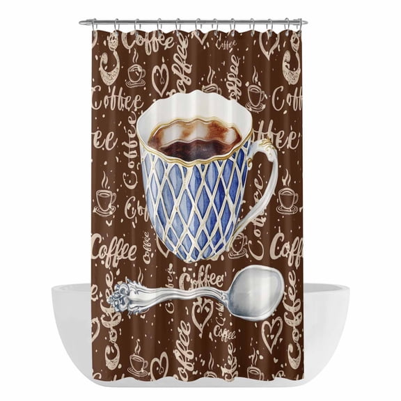 Xipuska Coffee Shower Curtain - Water Repellent Fabric Shower Curtains Washable, Pastoral Vintage Art Decorative Polyester Cloth Bathroom Curtains Modern Bath Decor 36"x72"