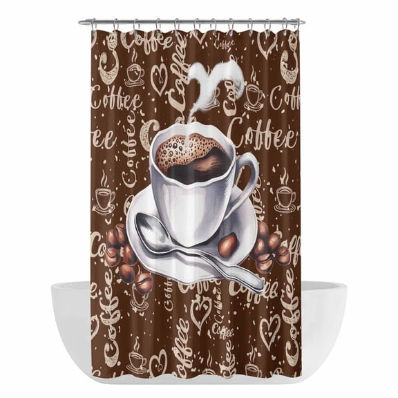 Xipuska Coffee Shower Curtain - Water Repellent Fabric Shower Curtains Washable, Vintage Art Pastoral Decorative Polyester Cloth Bathroom Curtains Modern Bath Decor 36"x72"