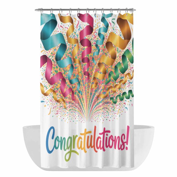 Xipuska Colorful Congratulations Shower Curtain - Water Repellent Fabric Shower Curtains Washable, Funny Words Graduation Season Decorative Polyester Cloth Bathroom Curtains Modern Bath Decor 36"x72"