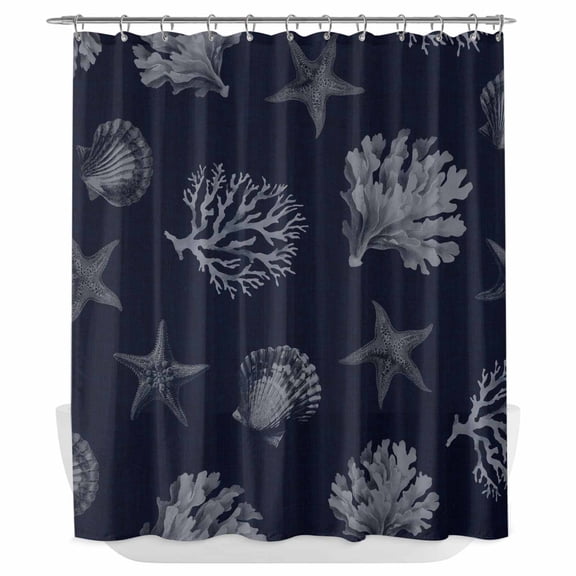 Xipuska Coral Coastal Shower Curtain - Water Repellent Fabric Shower Curtains Washable, Watercolor Beach Nautical Shells Starfish Decorative Cloth Bathroom Curtains Modern Bath Decor 66"x72"