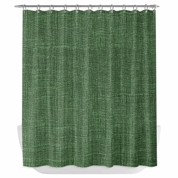 Xipuska Dark Green Burlap Texture Shower Curtain - Water Repellent Fabric Shower Curtains Washable, Farmhouse Vintage Green Decorative Polyester Cloth Bathroom Curtains Modern Bath Decor 72"x78"