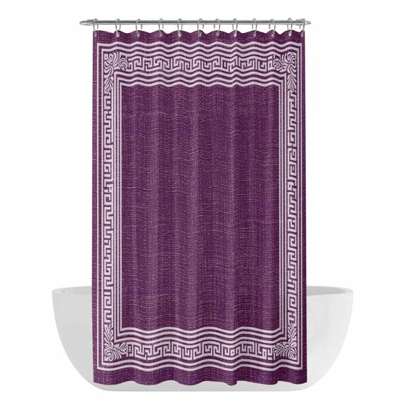 Xipuska Dark Purple Retro Greek Key Shower Curtain - Water Repellent Fabric Shower Curtains Washable, Geometric Greece Ancient Farmhouse Decorative Cloth Bathroom Curtains Modern Bath Decor 36"x72"