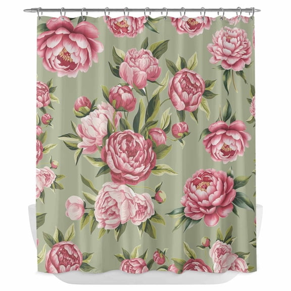 Xipuska Flowers Vintage Shower Curtain - Water Repellent Fabric Shower Curtains Washable, Green Leaves Pastoral Floral Country Decorative Polyester Cloth Bathroom Curtains Modern Bath Decor 72"x72"