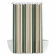 thumbnail image 1 of Xipuska Green Brown Striped Shower Curtain - Water Repellent Fabric Shower Curtains Washable, Modern Stripes Art Farmhouse Decorative Polyester Cloth Bathroom Curtains Modern Bath Decor 36"x72", 1 of 6