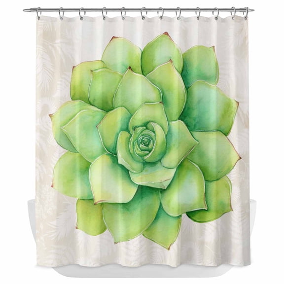 Xipuska Green Succulents Shower Curtain - Water Repellent Fabric Shower Curtains Washable, Vintage Tropical Fruit Painting Plant Decorative Polyester Cloth Bathroom Curtains Modern Bath Decor 66"x72"