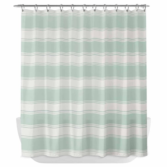 Xipuska Green White Shower Curtain - Water Repellent Fabric Shower Curtains Washable, Modern Minimalist Ombre Abstract Stripes Decorative Polyester Cloth Bathroom Curtains Modern Bath Decor 66"x72"