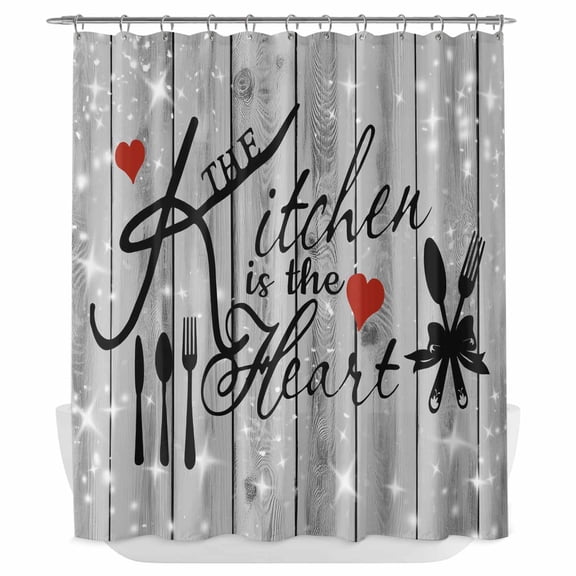 Xipuska Grey Kitchen Knife Fork Shower Curtain - Water Repellent Fabric Shower Curtains Washable, Fork Wooden Modern Art Decorative Polyester Cloth Bathroom Curtains Modern Bath Decor 72"x72"