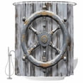 thumbnail image 1 of Xipuska Grey Rudder Coastal Shower Curtain - Water Repellent Fabric Shower Curtains Washable, Summer Beach Retro Nautical Ocean Decorative Polyester Cloth Bathroom Curtains Modern Bath Decor 72"x78", 1 of 6