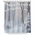 thumbnail image 1 of Xipuska Grey White Christmas Shower Curtain - Water Repellent Fabric Shower Curtains Washable, Xmas Tree Forest Snowflake Decorative Polyester Cloth Bathroom Curtains Modern Bath Decor 66"x72", 1 of 6