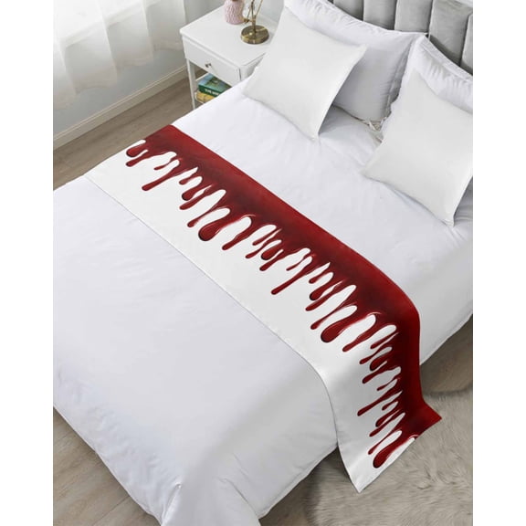 Xipuska Halloween Bed Runners for Twin Size Bed, Decorative Bed Throws for Foot of Bed, Horror Red Blood Driping Halloween Bed Runner Sofa Throw Bedding Scarf Protector Slipcover for Bedroom/Hotel
