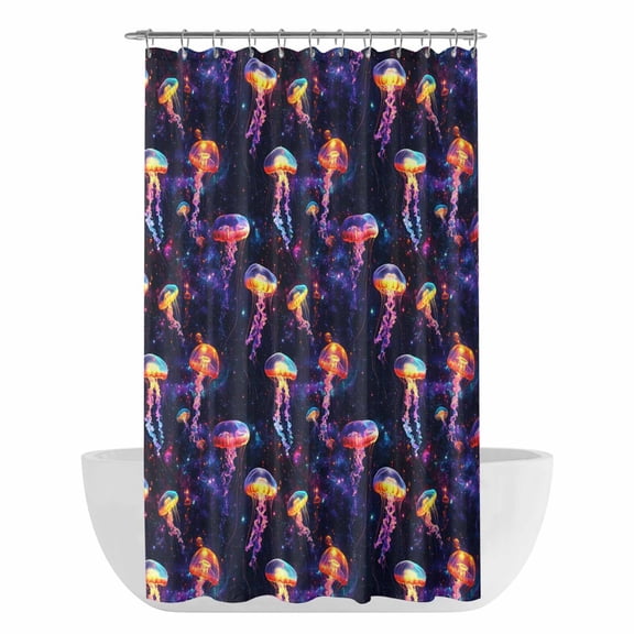 Xipuska Jellyfish Shower Curtain - Water Repellent Fabric Shower Curtains Washable, Deep Sea Animal Abstract Mushroom Starry Sky Decorative Polyester Cloth Bathroom Curtains Modern Bath Decor 36"x72"