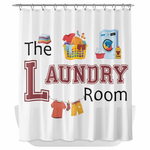 Xipuska Laundry Room Shower Curtain - Water Repellent Fabric Shower Curtains Washable, Cartoon Washing Machine Clothes Decorative Polyester Cloth Bathroom Curtains Modern Bath Decor 72"x78"