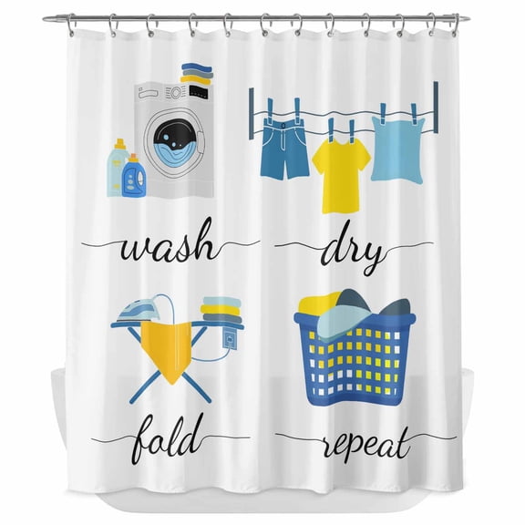 Xipuska Modern Minimalist Shower Curtain - Water Repellent Fabric Shower Curtains Washable, Cartoon Laundry Room Washing Machine Decorative Polyester Cloth Bathroom Curtains Modern Bath Decor 72"x78"