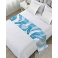 thumbnail image 1 of Xipuska Moire Blue Ombre Bed Runners for King Size Bed, Decorative Bed Throws for Foot of Bed, Abstract Art Waves Stripe Bed Runner Sofa Throw Bedding Scarf Protector Slipcover for Bedroom/Hotel, 1 of 6