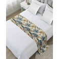 thumbnail image 1 of Xipuska Navy Blue Brown Floral Bed Runners for Cal King Size Bed, Decorative Bed Throws for Foot of Bed, Tropical Palm Leaves Vintage Bed Runner Sofa Throw Bedding Scarf Slipcover for Bedroom, 1 of 6