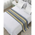 thumbnail image 1 of Xipuska Navy Blue Yellow Striped Bed Runners for Cal King Size Bed, Decorative Bed Throws for Foot of Bed, Farmhouse Vintage Stripe Bed Runner Sofa Throw Bedding Scarf Protector Slipcover for Bedroom, 1 of 6