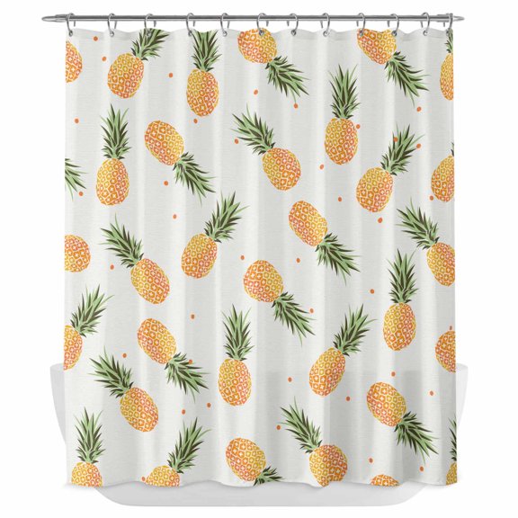 Xipuska Orange Pineapples Shower Curtain - Water Repellent Fabric Shower Curtains Washable, Summer Tropical Fruits Modern Decorative Polyester Cloth Bathroom Curtains Modern Bath Decor 66"x72"