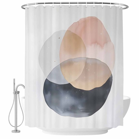 Xipuska Pink Black Grey Art Shower Curtain - Water Repellent Fabric Shower Curtains Washable, Geometric Modern Abstract Art Decorative Polyester Cloth Bathroom Curtains Modern Bath Decor 36"x72"
