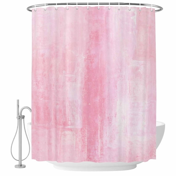 Xipuska Pink Shower Curtain - Water Repellent Fabric Shower Curtains Washable, Retro Oil Painting Modern Abstract Art Aesthetics Decorative Polyester Cloth Bathroom Curtains Modern Bath Decor 36"x72"