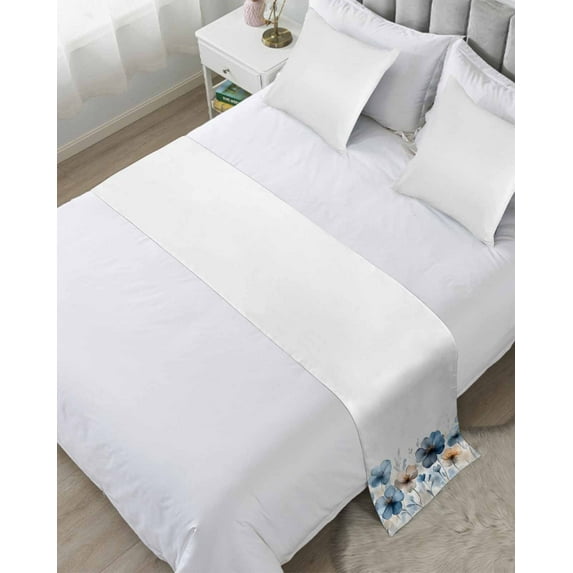 Xipuska Poppy Flowers Bed Runners for King Size Bed, Decorative Bed Throws for Foot of Bed, Botanical Spring Summer Floral Bed Runner Sofa Throw Bedding Scarf Protector Slipcover for Bedroom/Hotel