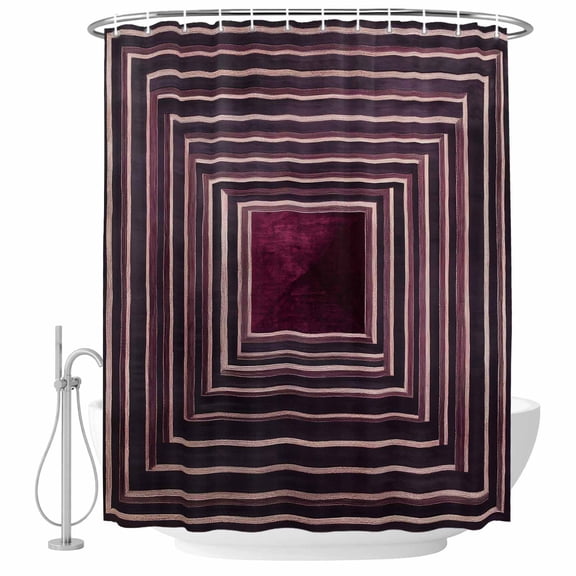 Xipuska Purple Framed Geometric Shower Curtain - Water Repellent Fabric Shower Curtains Washable, Vintage Modern Abstract Art Decorative Polyester Cloth Bathroom Curtains Modern Bath Decor 36"x72"