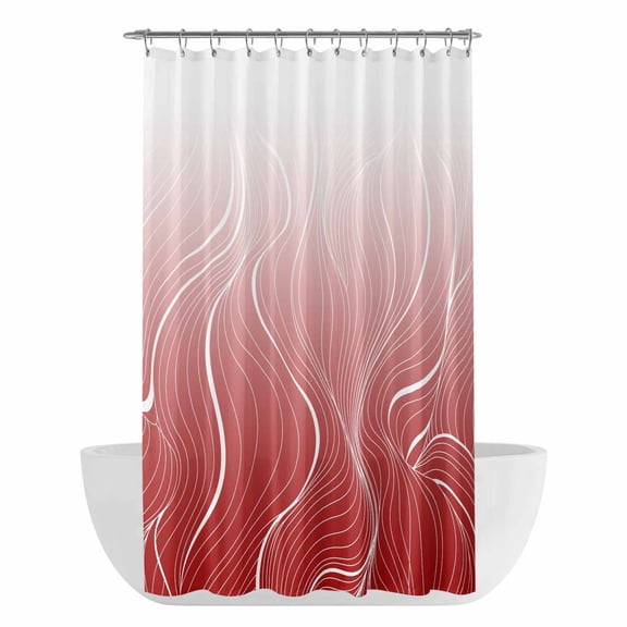 Xipuska Red Geometric Shower Curtain - Water Repellent Fabric Shower Curtains Washable, Modern White Stripe Abstract Distortion Art Decorative Cloth Bathroom Curtains Modern Bath Decor 36"x72"