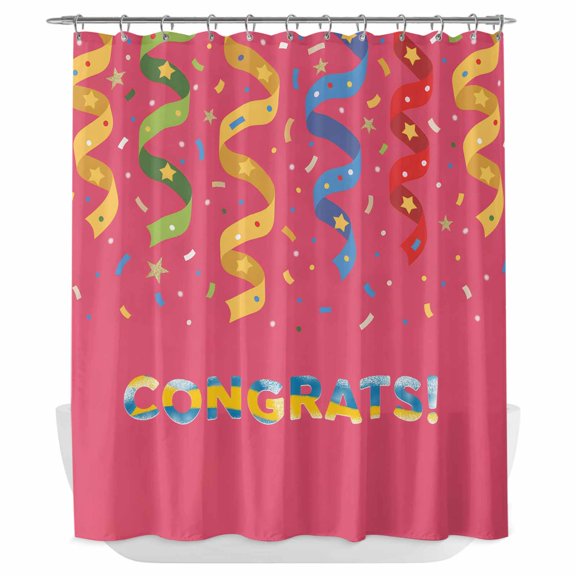 Xipuska Red Graduation Season Shower Curtain - Water Repellent Fabric Shower Curtains Washable, Funny Words Modern Art Decorative Polyester Cloth Bathroom Curtains Modern Bath Decor 66"x72"