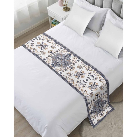 Xipuska Retro Boho Bed Runners for Twin Size Bed, Decorative Bed Throws for Foot of Bed, Aztec Tribe Ethnic Abstract Neutral Aesthetic Bed Runner Sofa Throw Bedding Scarf Slipcover for Bedroom