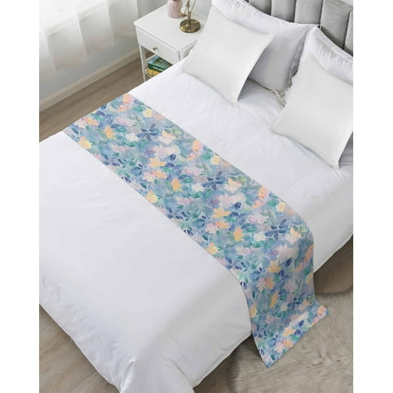 Xipuska Spring Flowers Bed Runners for Twin Size Bed, Decorative Bed Throws for Foot of Bed, Vintage Country Botanical Daisy Floral Bed Runner Sofa Throw Bedding Scarf Protector Slipcover for Bedroom