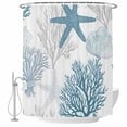 thumbnail image 1 of Xipuska Starfish Coral Shower Curtain - Water Repellent Fabric Shower Curtains Washable, Coastal Ocean Seagrass Nautical Nature Decorative Polyester Cloth Bathroom Curtains Modern Bath Decor 72"x78", 1 of 6