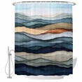 thumbnail image 1 of Xipuska Summer Coastal Shower Curtain - Water Repellent Fabric Shower Curtains Washable, Modern Abstract Watercolor Wave Decorative Polyester Cloth Bathroom Curtains Modern Bath Decor 72"x72", 1 of 6