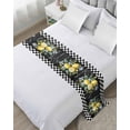 thumbnail image 1 of Xipuska Summer Lemon Bed Runners for Cal King Size Bed, Decorative Bed Throws for Foot of Bed, Vintage Black Plaid Blue Spring Floral Bed Runner Sofa Throw Bedding Scarf Slipcover for Bedroom, 1 of 6