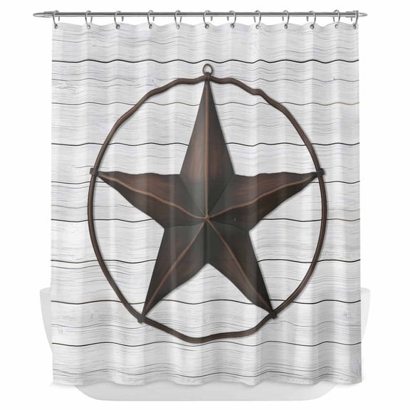 Xipuska Texas Star Western Shower Curtain - Water Repellent Fabric Shower Curtains Washable, Brown Farm Country Gray Wooden Board Decorative Cloth Bathroom Curtains Modern Bath Decor 66"x72"